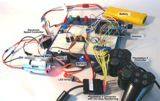 The components on a breadboard